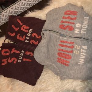 Bundle of graphic Hollister zip up hoodies